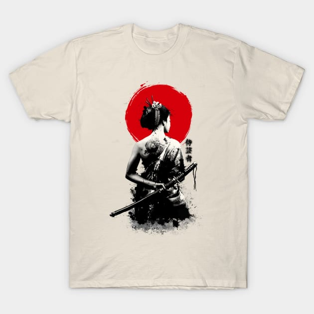 Japanese Samurai Geisha T-Shirt by MCAshe spiritual art 